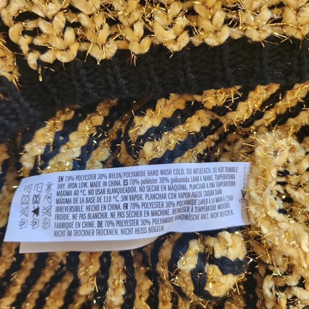 FREE THE ROSES Unique black & yellow chunky knit sweater, size M, Y2K vintage - Picture 6 of 6